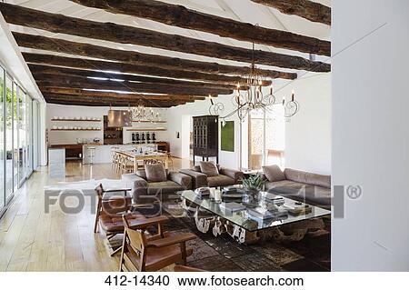 Stock Image - Open floor plan in luxury house. Fotosearch