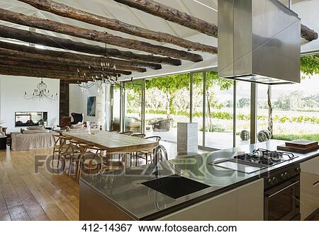 Stock Photo - Open floor plan in luxury house. Fotosearch