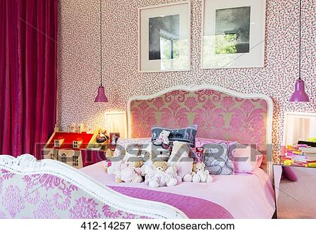 Pink girl's bedroom View Large Photo Image Stock Photo - Pink girl's bedroom. Fotosearch