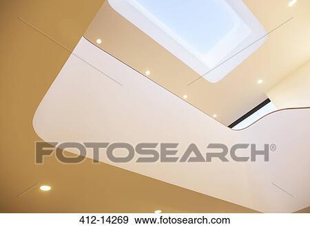 Skylight and recessed lights of modern house View Large Photo Image Stock Photo - Skylight and recessed lights of modern house. Fotosearch