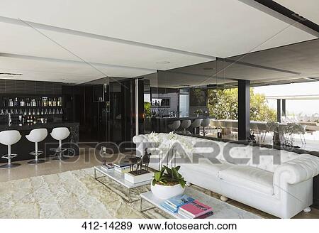 Sofa and bar in modern house View Large Photo Image Stock Photo - Sofa and bar in modern house. Fotosearch