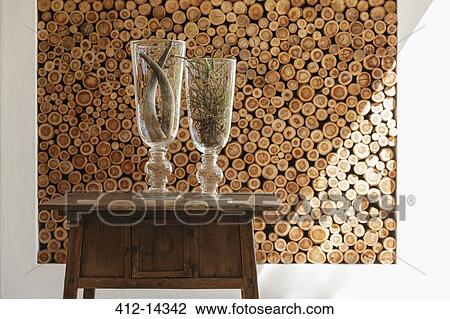 Vases and wooden logs in modern house View Large Photo Image Stock Image - Vases and wooden logs in modern house. Fotosearch