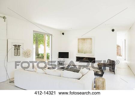 White, modern living room View Large Photo Image Stock Image - White, modern living room. Fotosearch