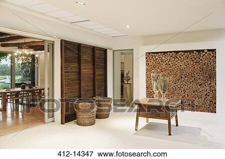 Stock Photo - Wood accents in luxury foyer. Fotosearch