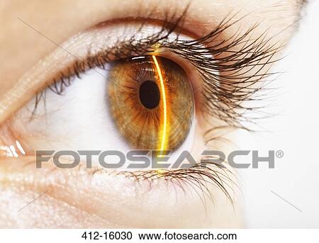 Extreme close up of laser scanning hazel eye View Large Photo Image Stock Image - Extreme close up of laser scanning hazel eye. Fotosearch