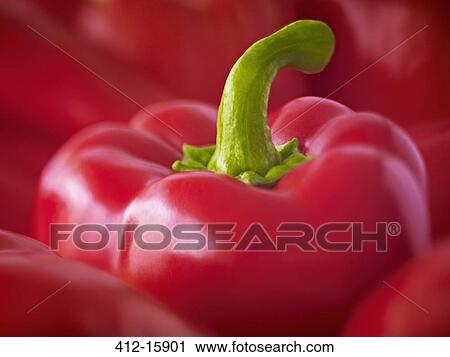 Stock Image - Extreme close up of red bell pepper. Fotosearch