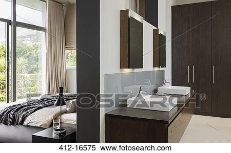 Stock Photography - Modern bathroom and bedroom. Fotosearch