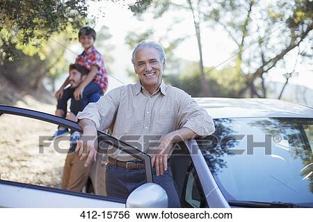 Portrait of senior man leaning on car View Large Photo Image Stock Photograph - Portrait of senior man leaning on car. Fotosearch