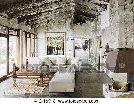 Stock Photo - Rustic luxury living room. Fotosearch