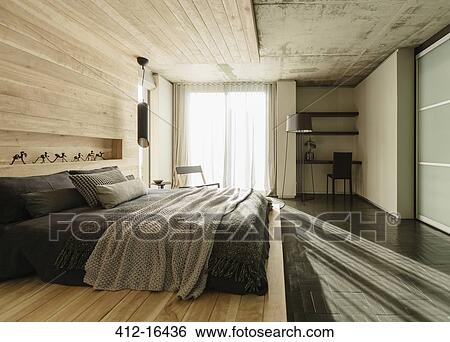 Sunny modern bedroom View Large Photo Image Stock Photograph - Sunny modern bedroom. Fotosearch