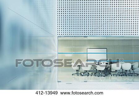 Conference room in modern building View Large Photo Image Stock Photo - Conference room in modern building. Fotosearch
