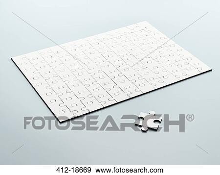 Stock Photo - Extra piece next to jigsaw puzzle. Fotosearch