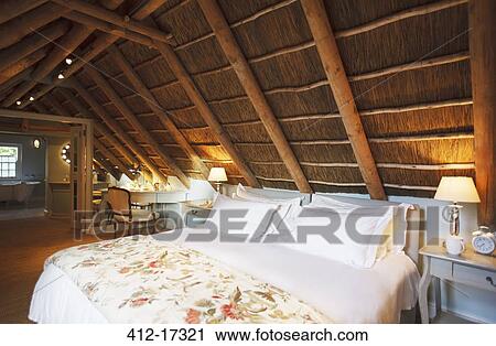 Luxury attic bedroom View Large Photo Image Stock Image - Luxury attic bedroom. Fotosearch