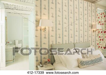 Luxury bedroom and ensuite bathroom View Large Photo Image Stock Photo - Luxury bedroom and ensuite bathroom. Fotosearch