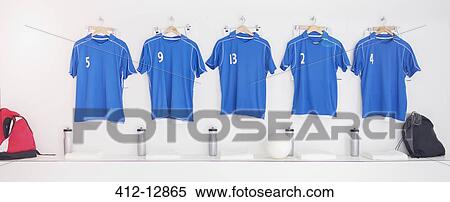 Soccer team uniforms in locker room View Large Photo Image Stock Photography - Soccer team uniforms in locker room. Fotosearch