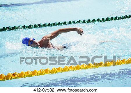 Swimmers racing in pool View Large Photo Image Stock Image - Swimmers racing in pool. Fotosearch
