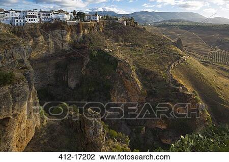 View of Ronda and cliffs, Andaluca, Spain View Large Photo Image Stock Image - View of Ronda and cliffs, Andaluca, Spain. Fotosearch