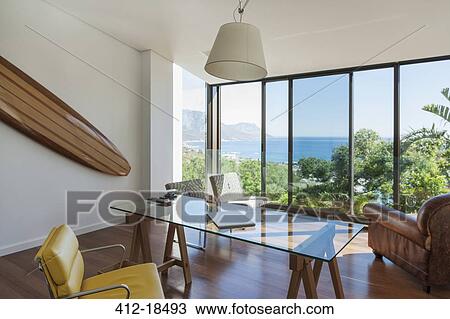 Modern home office with ocean view View Large Photo Image Stock Image - Modern home office with ocean view. Fotosearch