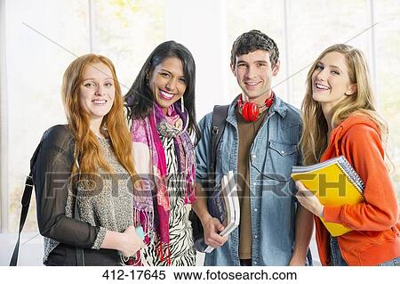 Stock Photography - Portrait of smiling college students. Fotosearch