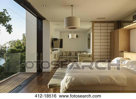 Sunny modern bedroom View Large Photo Image Stock Photograph - Sunny modern bedroom. Fotosearch