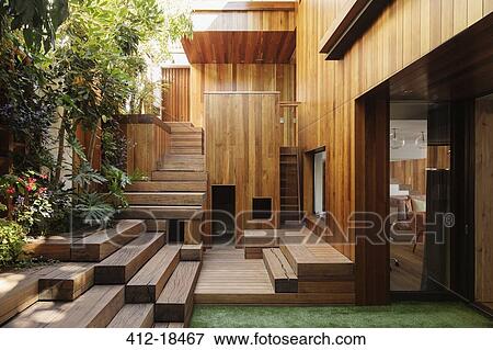 Wooden steps and courtyard View Large Photo Image Stock Photo - Wooden steps and courtyard. Fotosearch