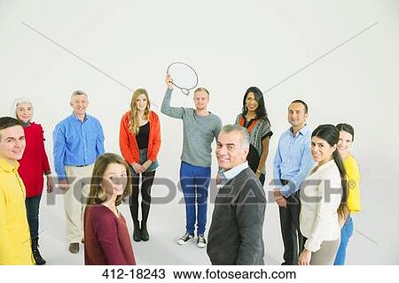 Business people around businessman with thought bubble View Large Photo Image Stock Image - Business people around businessman with thought bubble. Fotosearch