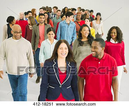 Stock Image - Business people walking. Fotosearch