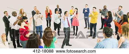 Crowd cheering for businessman View Large Photo Image Stock Photo - Crowd cheering for businessman. Fotosearch