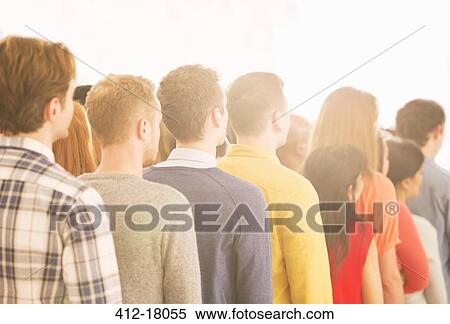 Stock Photography - Crowd waiting in queue. Fotosearch