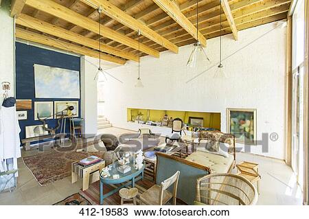 Living area in rustic house View Large Photo Image Stock Image - Living area in rustic house. Fotosearch