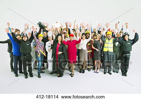 Picture - Portrait of diverse cheering crowd. Fotosearch