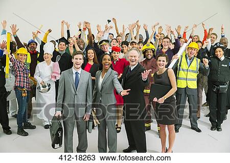 Portrait of enthusiastic workforce View Large Photo Image Stock Image - Portrait of enthusiastic workforce. Fotosearch