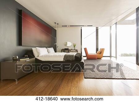 Rug and painting in modern bedroom View Large Photo Image Stock Image - Rug and painting in modern bedroom. Fotosearch