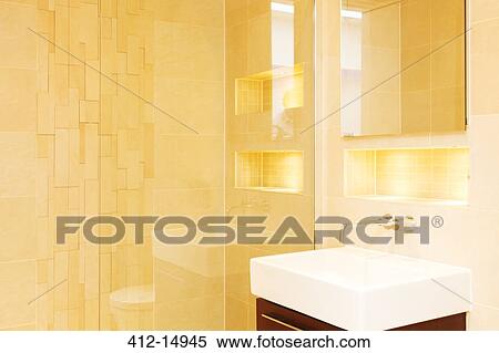 Shower and sink in modern bathroom View Large Photo Image Stock Photography - Shower and sink in modern bathroom. Fotosearch