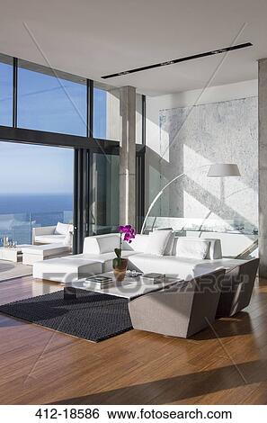 Sliding glass doors of modern living room View Large Photo Image Stock Photograph - Sliding glass doors of modern living room. Fotosearch