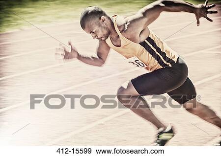 Sprinter racing on track View Large Photo Image Stock Photo - Sprinter racing on track. Fotosearch
