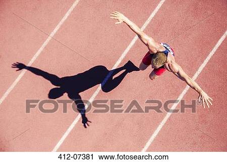 Track and field athlete jumping on track with arms outstretched View Large Photo Image Stock Image - Track and field athlete jumping on track with arms outstretched. Fotosearch