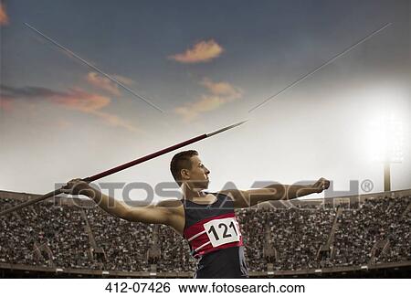 Track and field athlete throwing javelin View Large Photo Image Stock Photograph - Track and field athlete throwing javelin. Fotosearch
