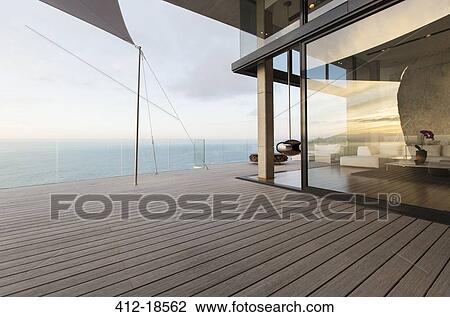 Wooden dock of modern house View Large Photo Image Stock Image - Wooden dock of modern house. Fotosearch