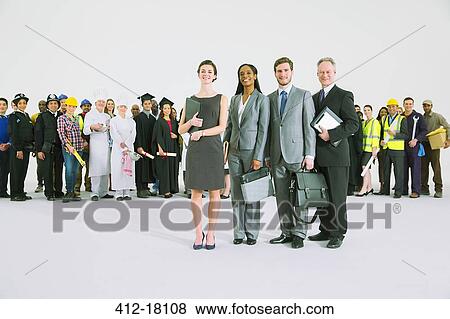 Stock Photo - Workforce behind business people. Fotosearch