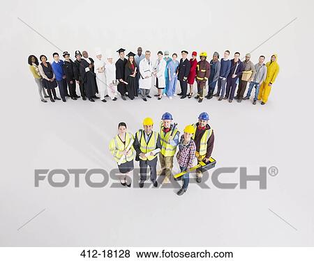 Stock Photo - Workforce behind construction workers. Fotosearch