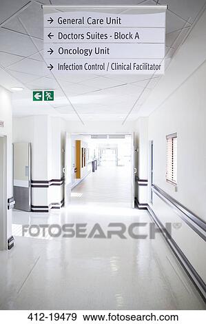 Signs in hospital hallway View Large Photo Image Stock Photo - Signs in hospital hallway. Fotosearch