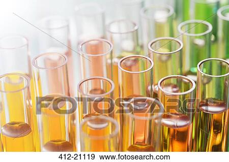 Close up of test tubes filled with solution in lab View Large Photo Image Stock Photo - Close up of test tubes filled with solution in lab. Fotosearch