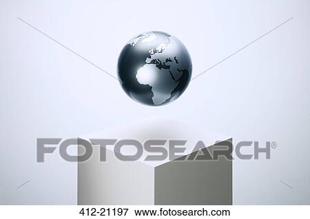 Globe hovering over pedestal View Large Photo Image Stock Photo - Globe hovering over pedestal. Fotosearch
