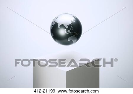 Globe hovering over pedestal View Large Photo Image Stock Photo - Globe hovering over pedestal. Fotosearch