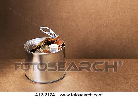Sealed can full of change View Large Photo Image Stock Image - Sealed can full of change. Fotosearch