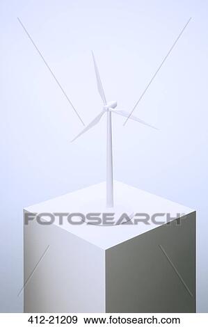 Wind turbine model sitting on pedestal View Large Photo Image Stock Photo - Wind turbine model sitting on pedestal. Fotosearch