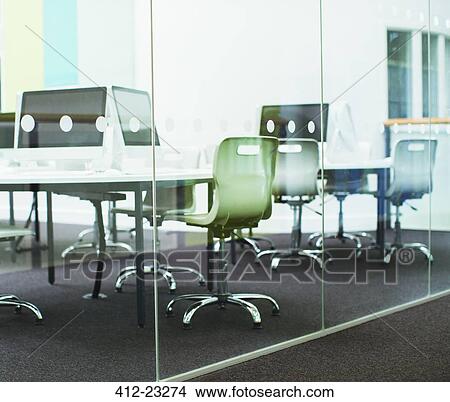 Picture - Empty classroom with modern glass walls. Fotosearch