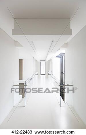 Stock Image - White modern house corridor. Fotosearch