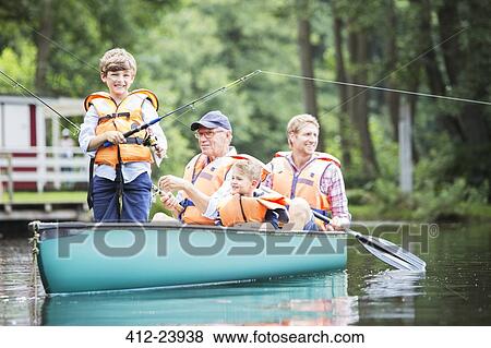 Brothers, father and grandfather fishing in lake View Large Photo Image Stock Photo - Brothers, father and grandfather fishing in lake. Fotosearch